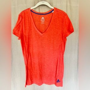 Adidas Women’s V-Neck Athletic Top - Coral/Size M